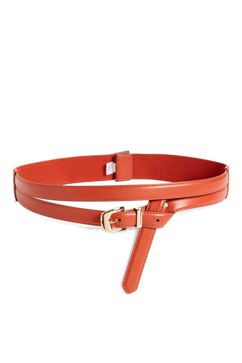 Cora Double Strap Faux Leather Belt, Main, color, RUST SPICE