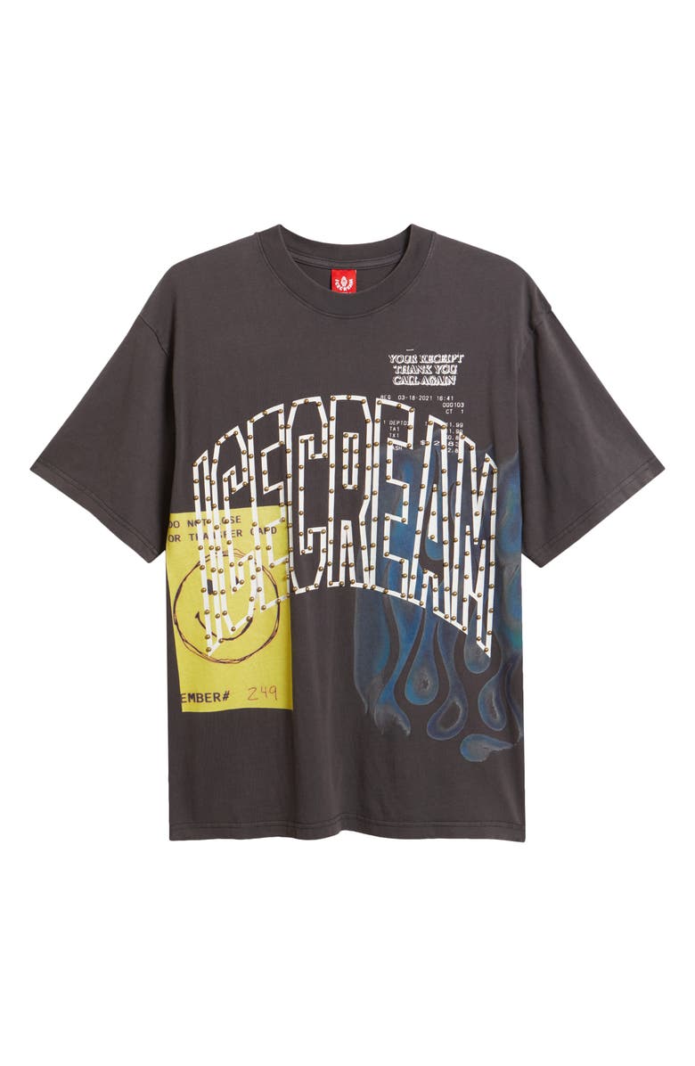 ICECREAM The Hill Oversize Studded Cotton Graphic T-Shirt, Main, color, Black