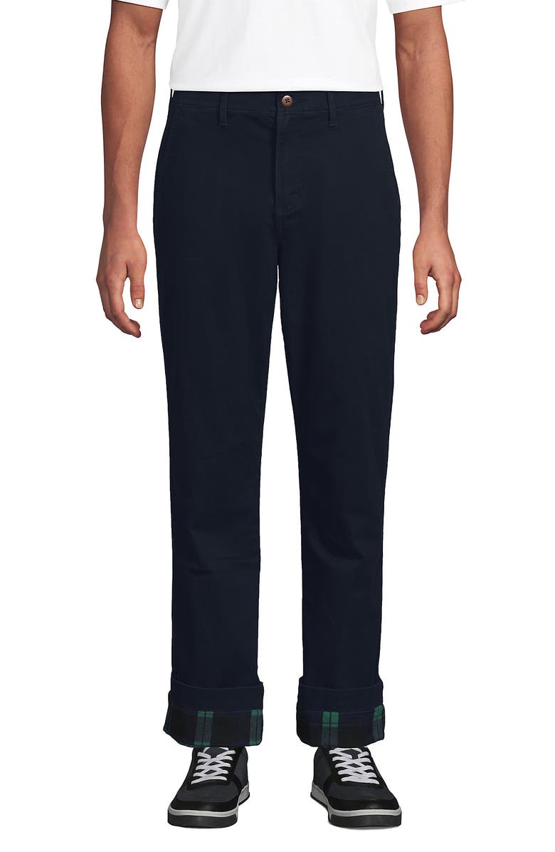 Lands' End Knockabout Comfort Waist Classic Fit Flannel Lined Chino Pant, Alternate, color, Radiant Navy