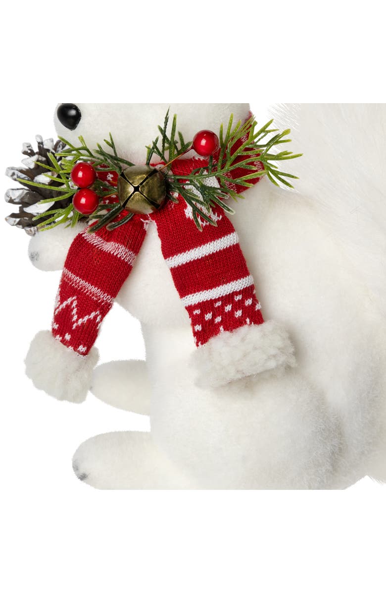 Northlight Winter Squirrel with Pinecone and Bell Christmas Figurine - 9" - White, Alternate, color, White