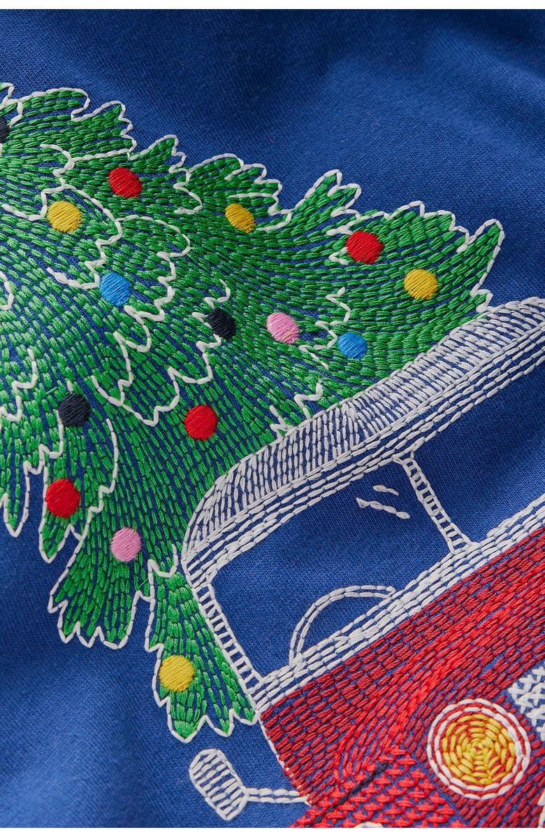 Mini Boden Kids' Holiday Glow in the Dark Superstitch Cotton Graphic T-Shirt, Alternate, color, Festive Jeep Xmas Tree