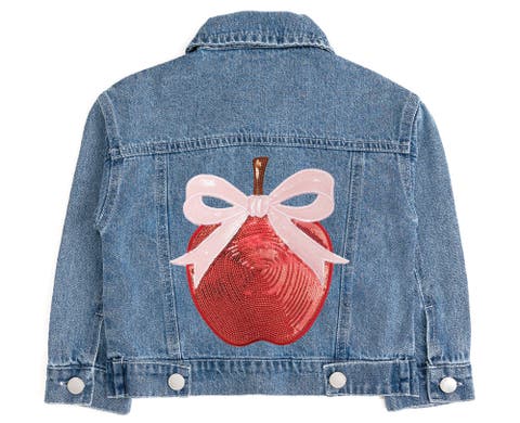 Apple Bow Sequin Patch Denim Jacket (Toddler, Little Kid & Big Kid)