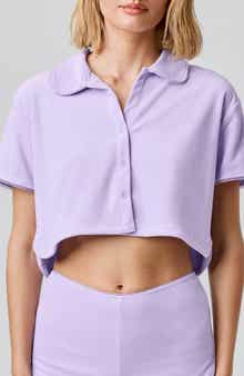 Florence by Mills Terry Cloth Crop Snap-Up Shirt