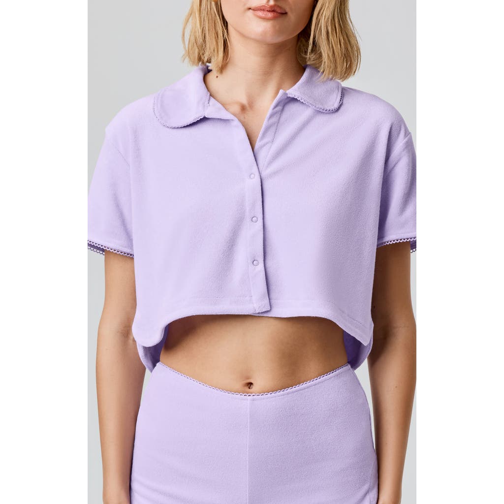 Florence By Mills Terry Cloth Crop Snap-up Shirt