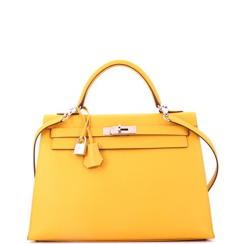 Kelly Handbag Yellow Epsom with Palladium Hardware 32