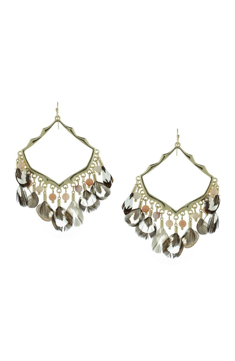 OLIVIA WELLES Feather Drop Earrings, Main, color, Gold-Multi