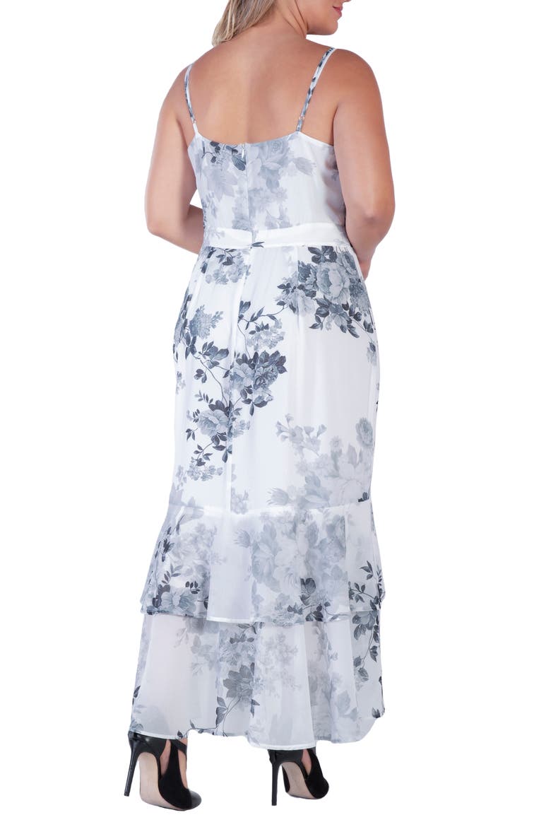 Floral Tiered Ruffle Chiffon Maxi Dress, Alternate, color, BLACK WHITE FLORAL