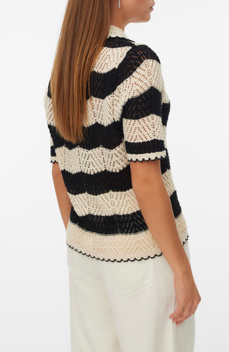 VERO MODA Golden Cove Cardigan, Alternate, color, Birch/ Black Stripes