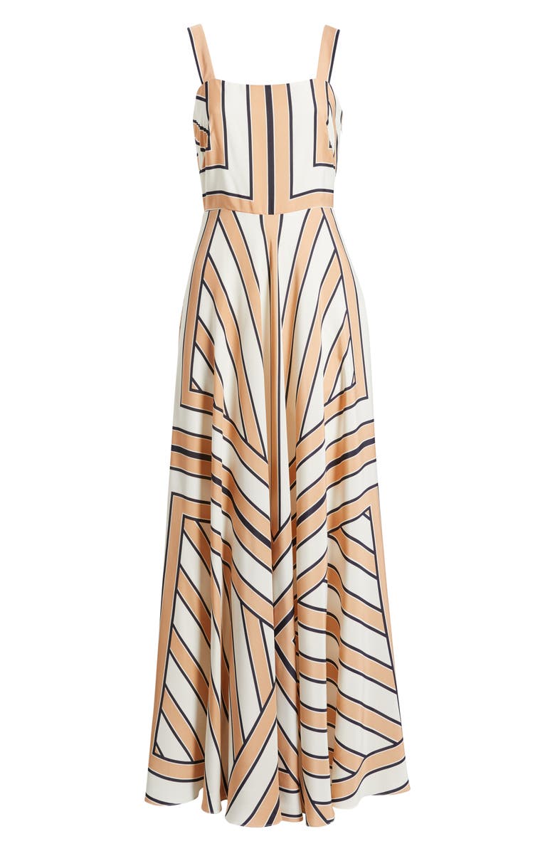 Eliza J Stripe Scarf Sleeveless Maxi Dress, Alternate, color, Khaki White
