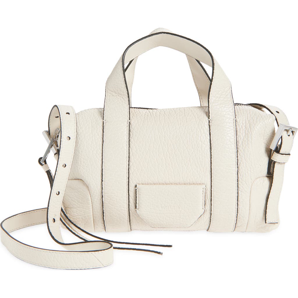 Allsaints Compact Ares Grain Leather Crossbody Bag In Neutral