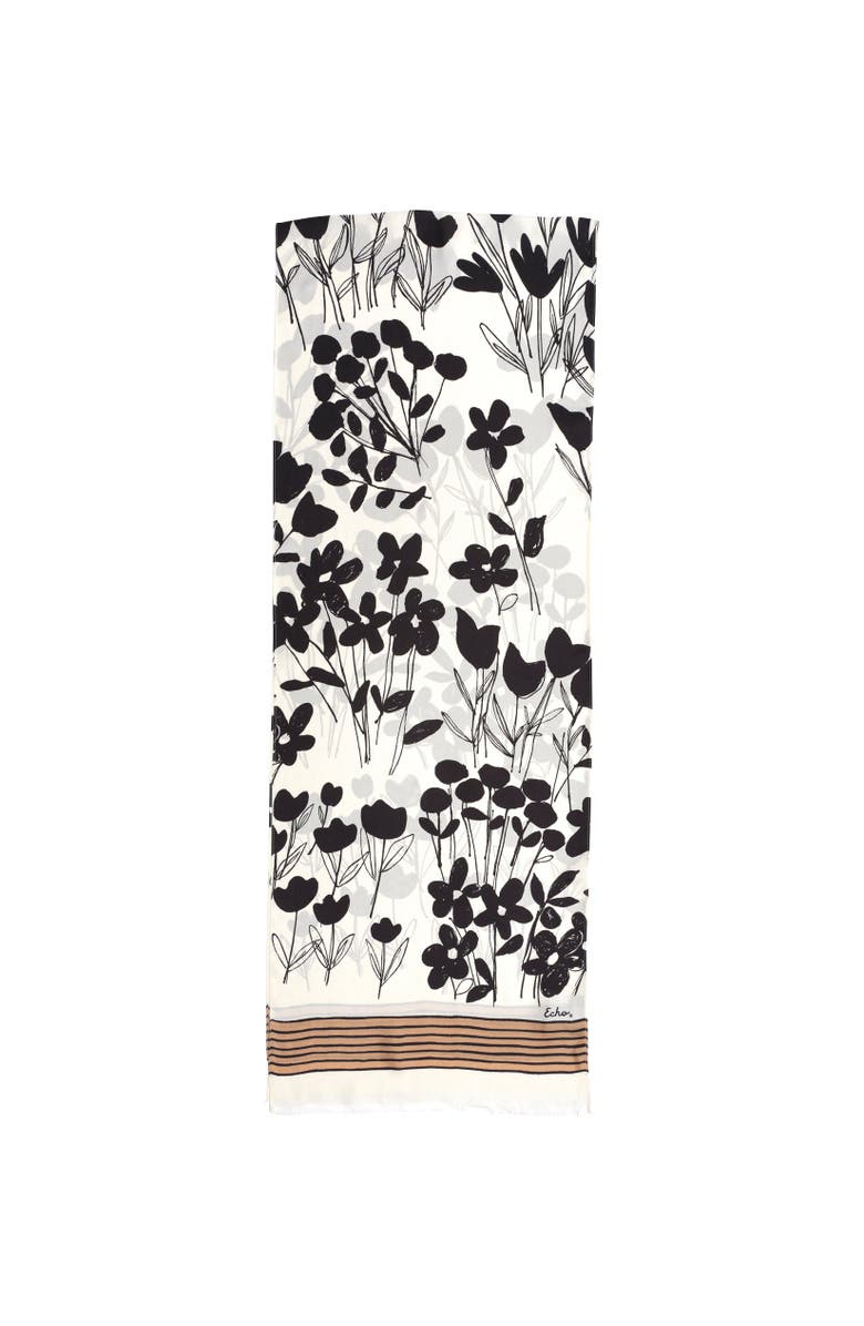 Echo Scribble Floral Silk Oblong, Alternate, color, Cream