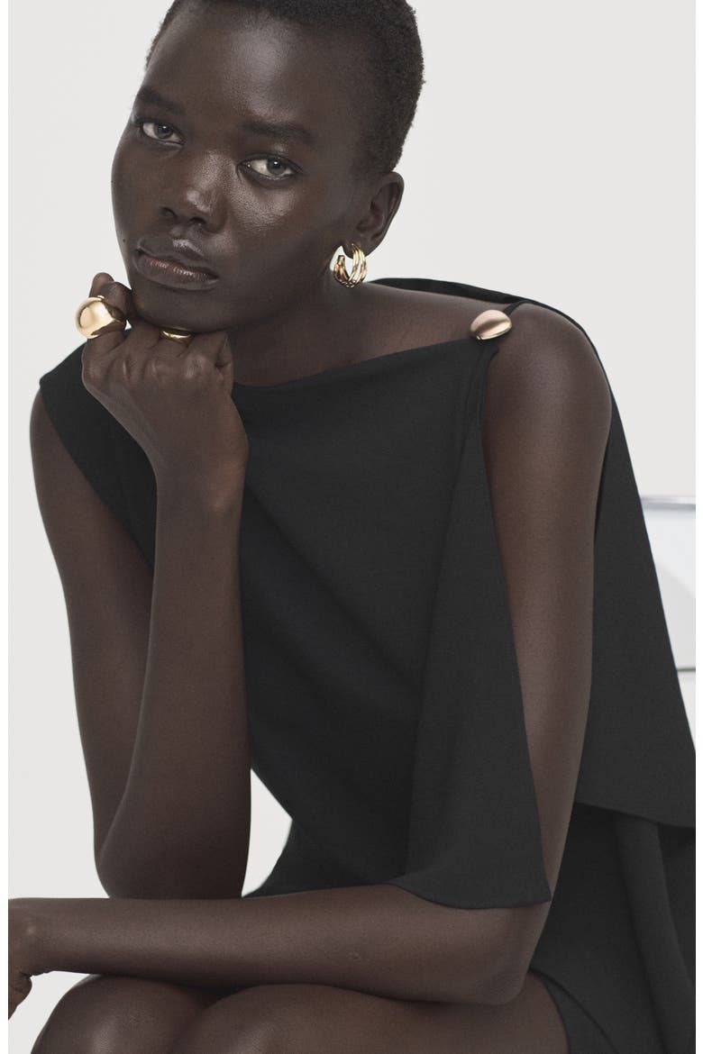 Asymmetric Minidress, Alternate, color, BLACK