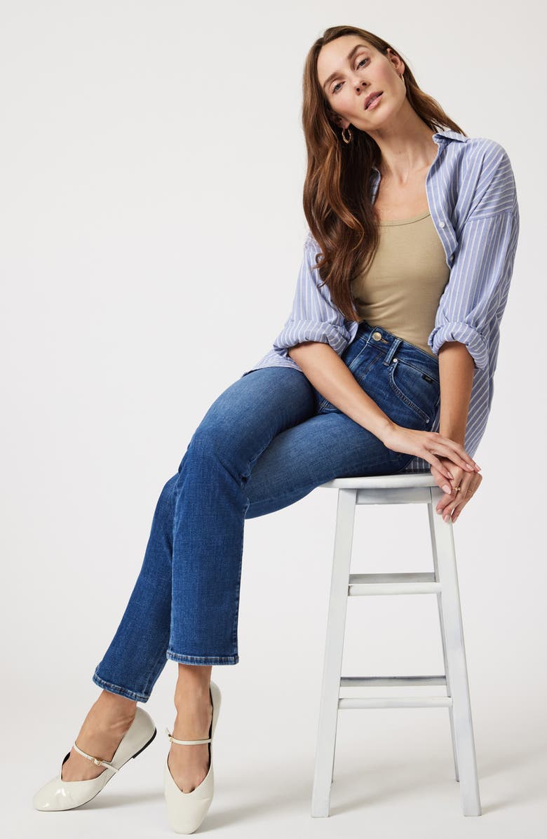 Mavi Jeans Kendra High Waist Straight Leg Jeans, Alternate, color, Dark Brushed Feather Blue