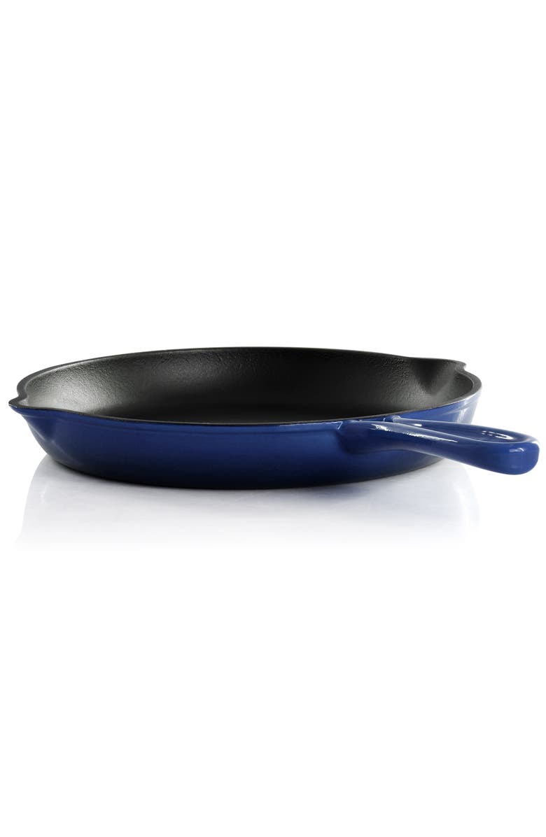 Megachef Round 10.25 Inch Enameled Cast Iron Skillet, Alternate, color, Dark Blue