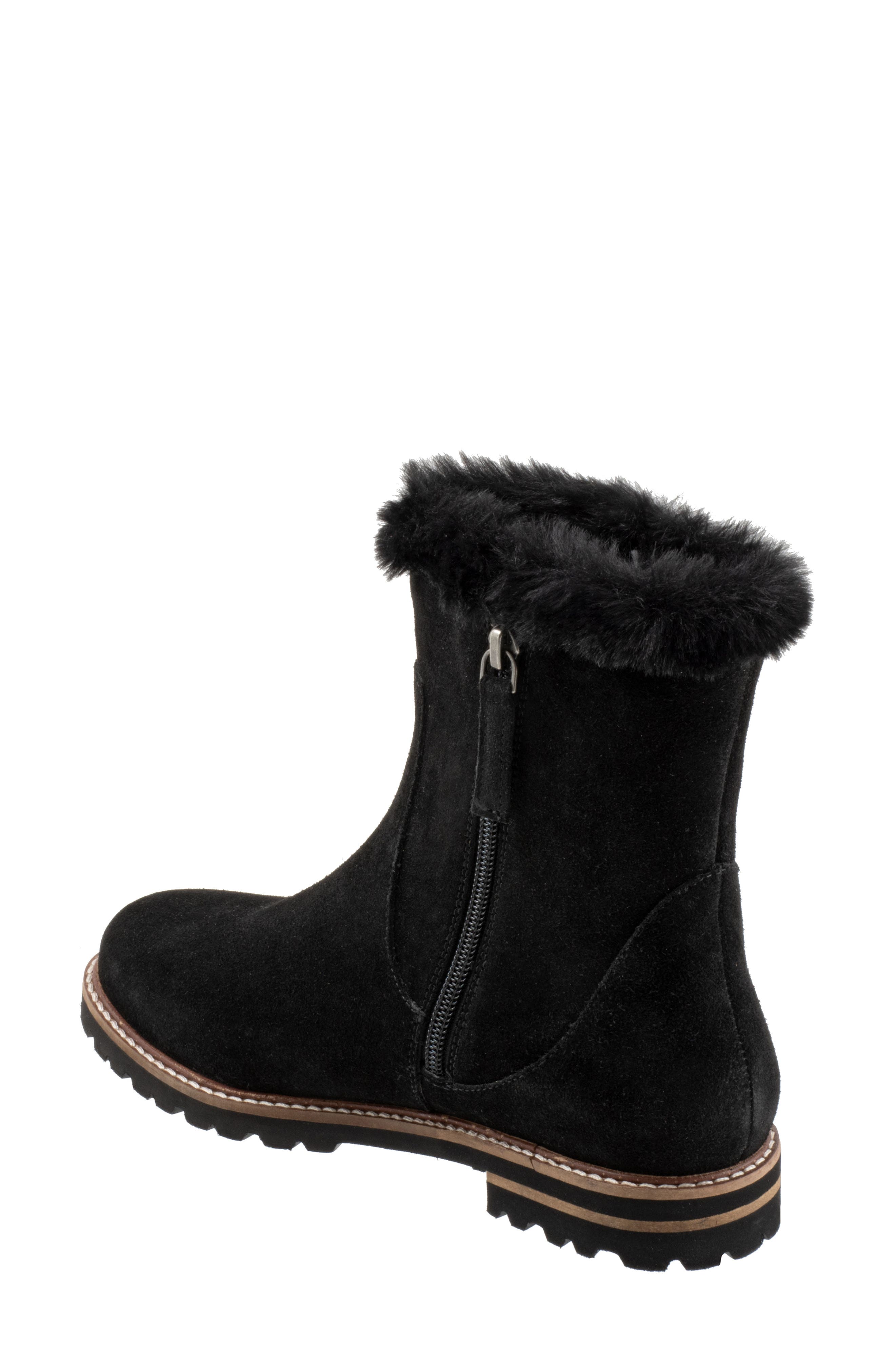 Trotters Forever Faux Shearling Trim Boot, Alternate, color, Black Suede