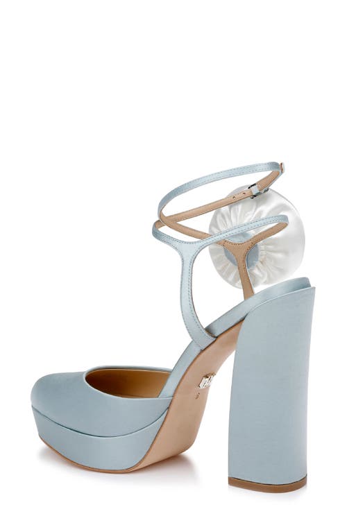 Shop Badgley Mischka Collection Janessa Ankle Strap Platform Pump In Mist Blue Satin