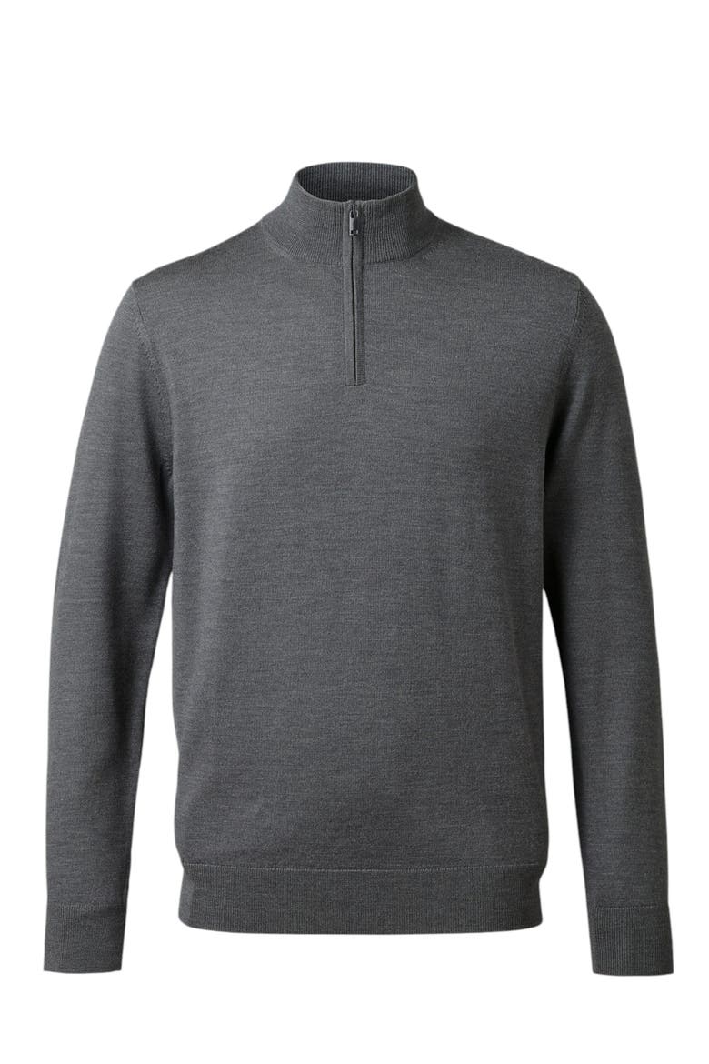 Pure Merino Zip Neck Sweater, Alternate, color, Grey