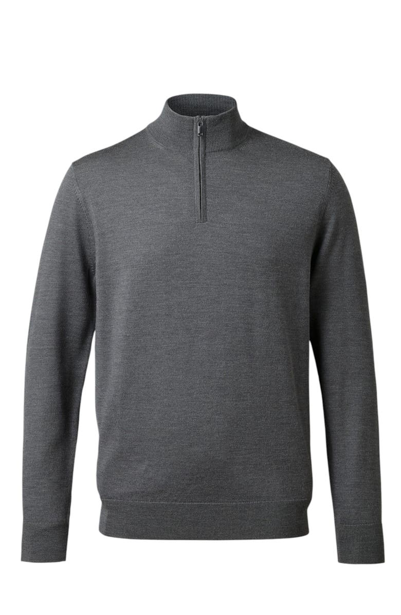 Charles Tyrwhitt Pure Merino Zip Neck Sweater, Alternate, color, Grey