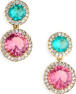 Nadri Round Halo Drop Earrings