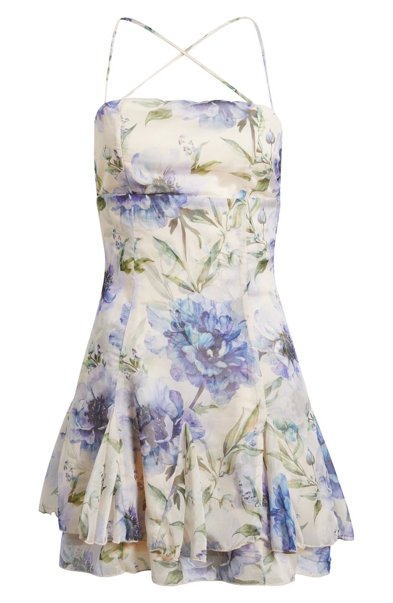 Lulus Bria Sleeveless Chiffon Minidress, Alternate, color, Purple Floral