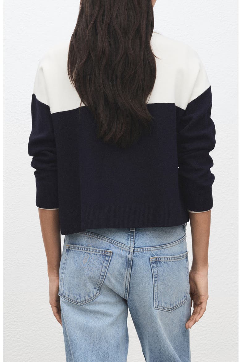 Bicolour High Collar Sweater, Alternate, color, NAVY