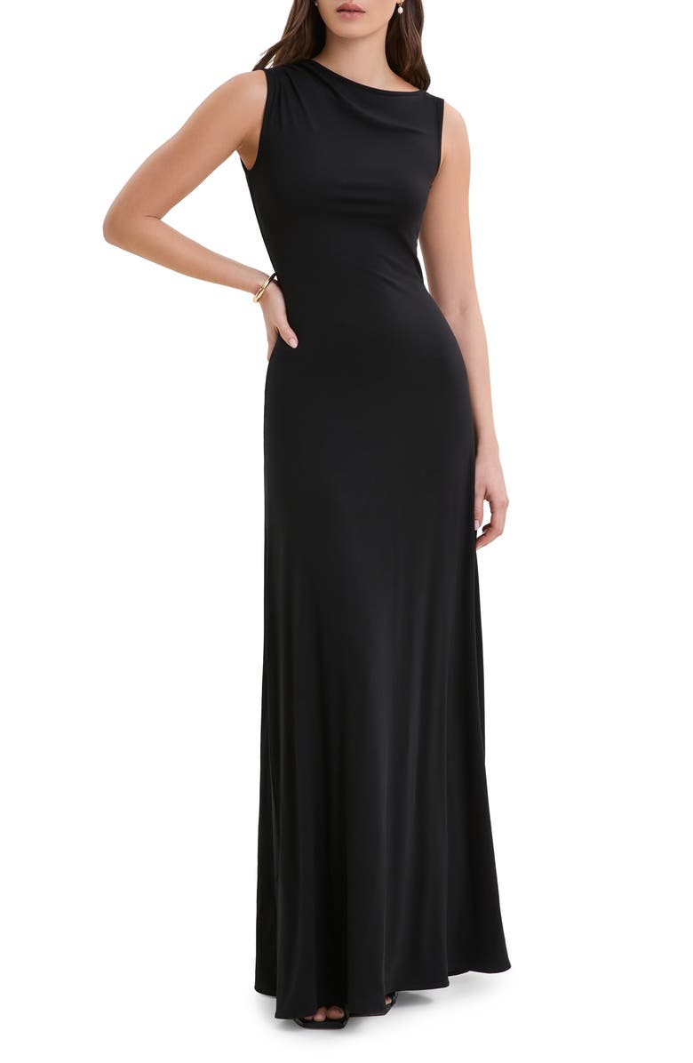 Marcella Laurel Sleeveless Stretch Jersey Gown, Main, color, Black