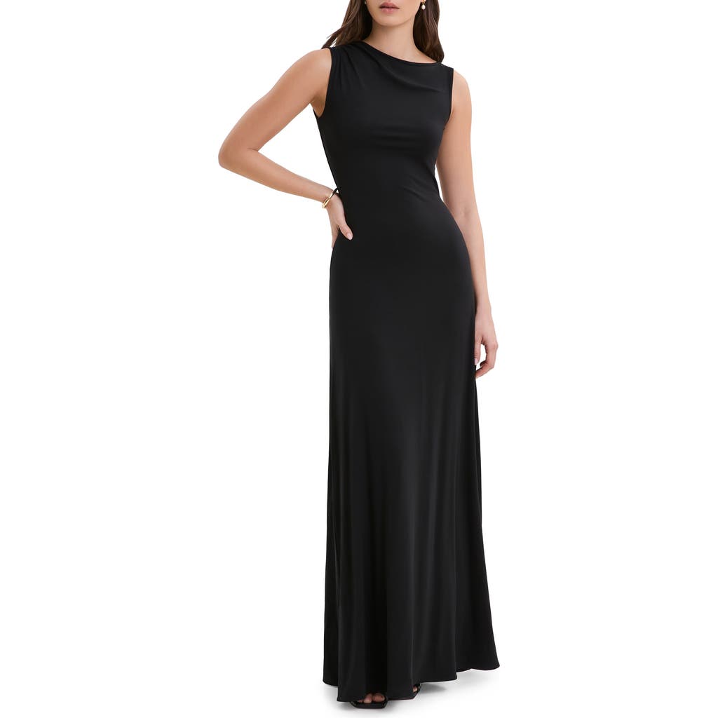 Marcella Laurel Sleeveless Stretch Jersey Gown In Black