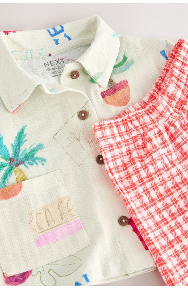 NEXT Kids' Print Shirt & Gingham Shorts Set, Alternate, color, Red