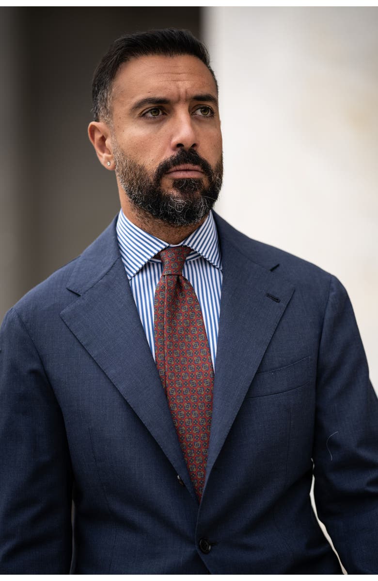 Elizabetta Parma - Extra Long Printed Silk Tie for Men, Alternate, color, Barn Red