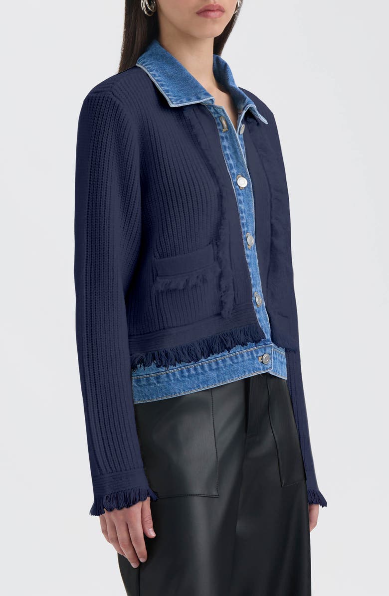 NVLT Denim Collar Cardigan, Alternate, color, Navy