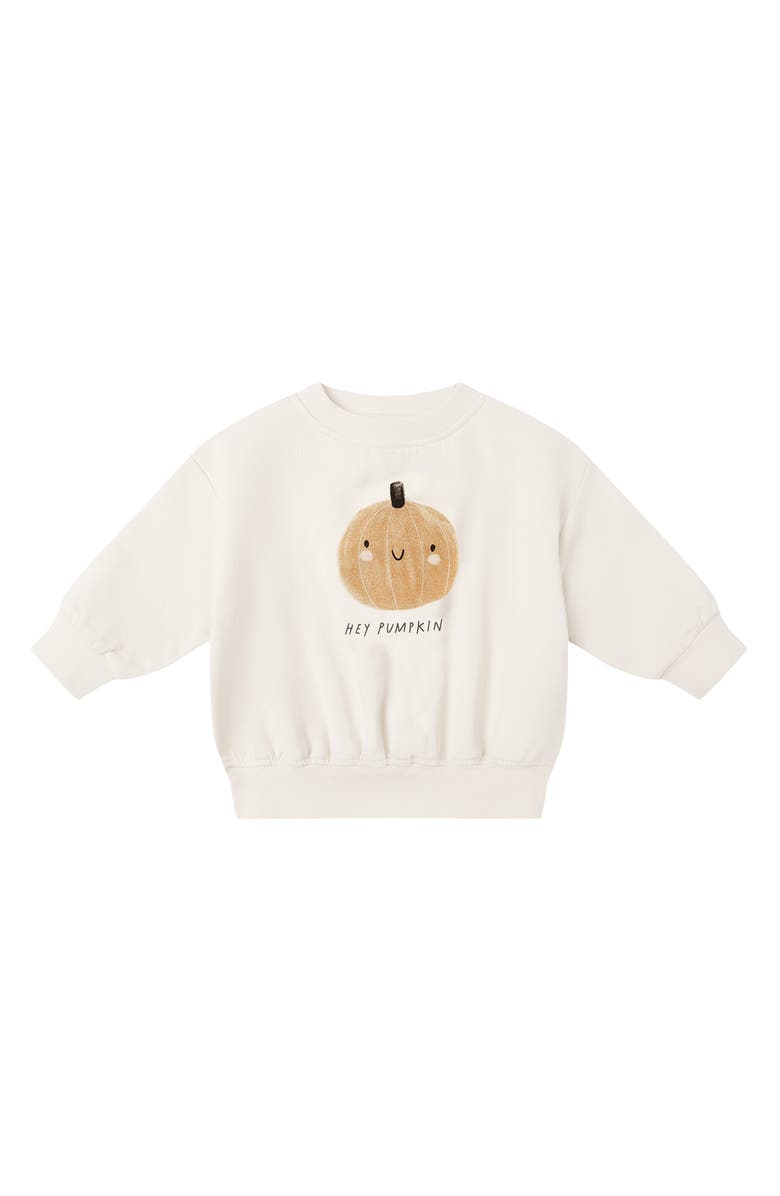 QUINCY MAE Hey Pumpkin Fleece Crewneck Sweatshirt, Main, color, Natural