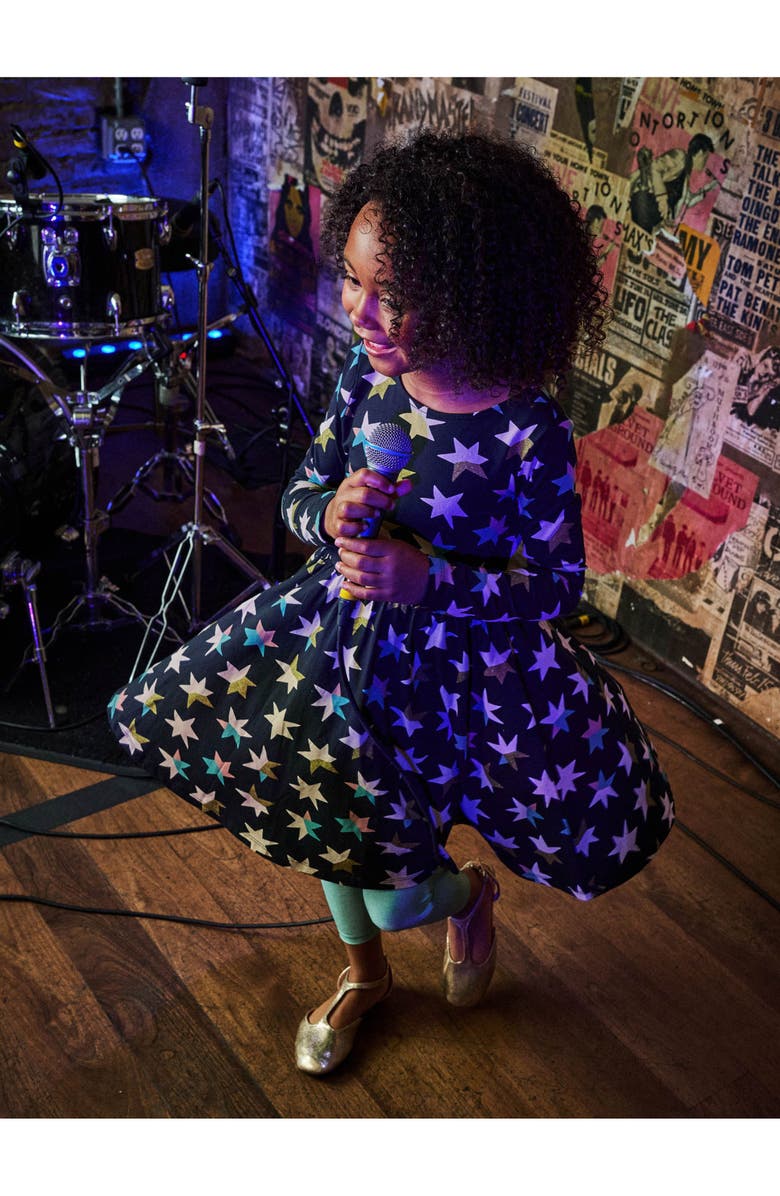 Tea Collection Printed Ballet Dress, Alternate, color, Colorblock Metallic Stars