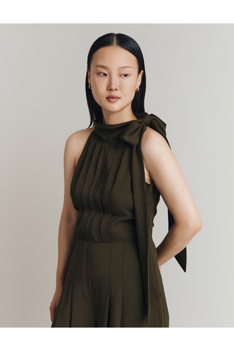 Myla Crepe Halter Neck Jumpsuit, Alternate, color, Dark Green