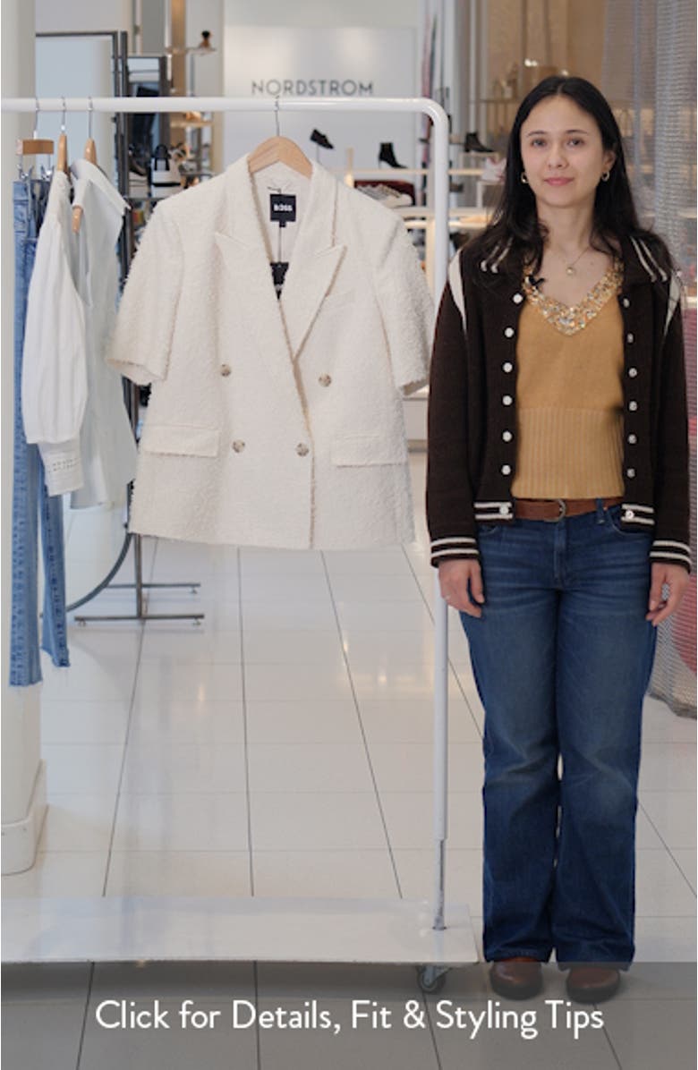 Jaleto Double Breasted Short Sleeve Tweed Blazer, sales video thumbnail