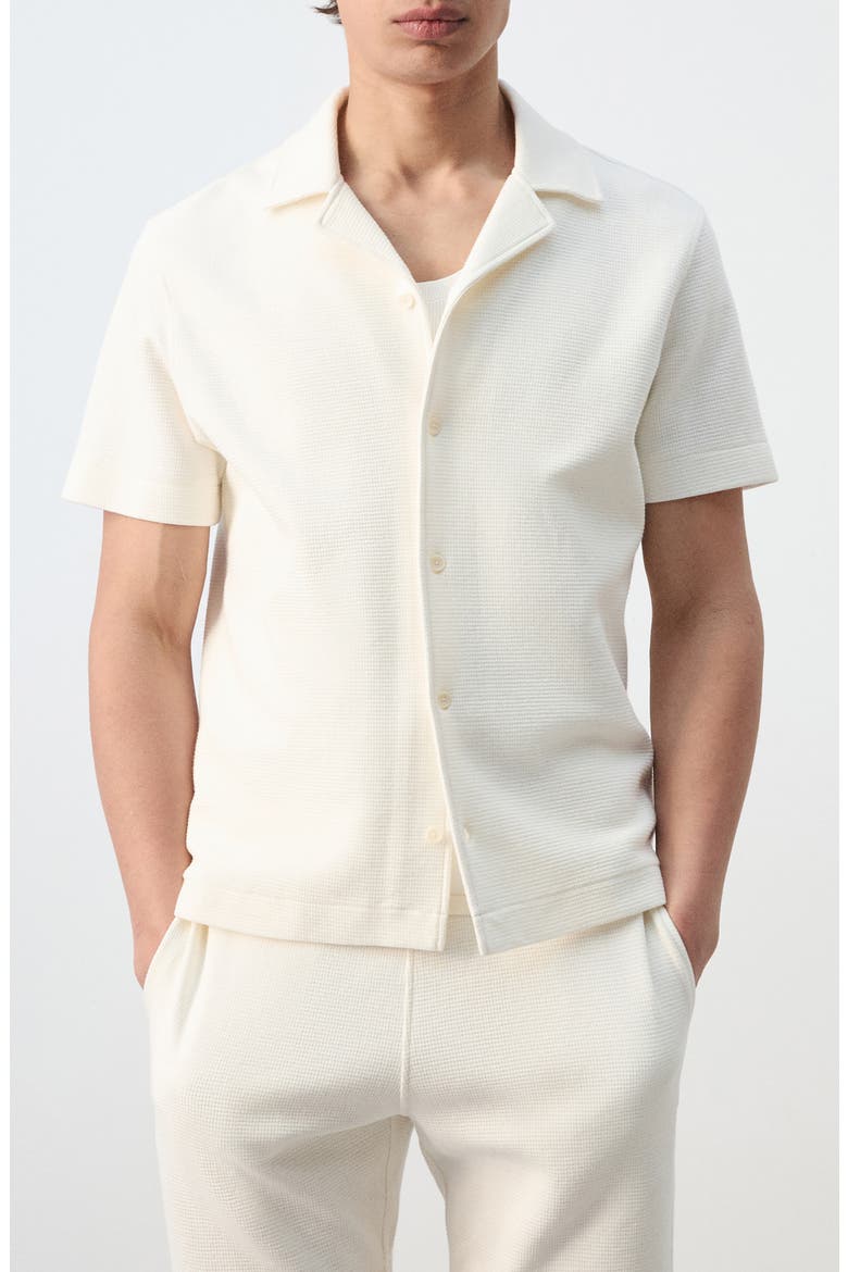 Regular Fit Cotton Waffle Camp Shirt, Main, color, ECRU
