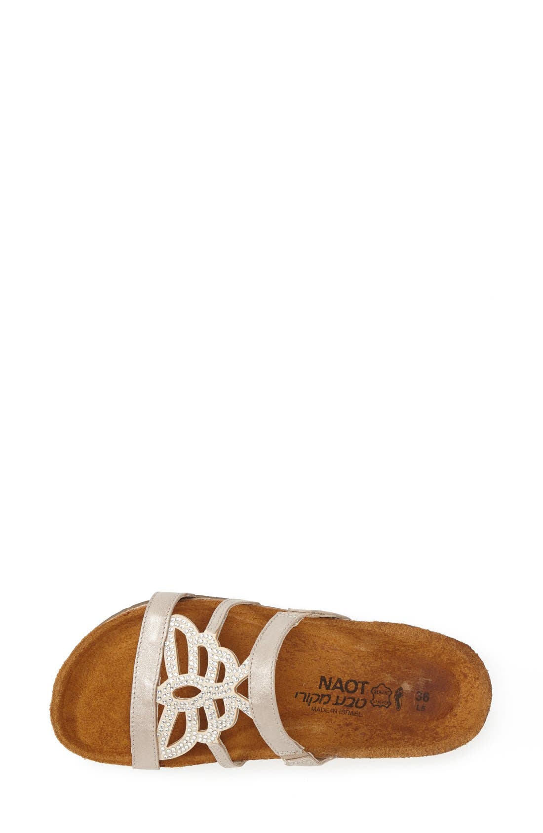 'Aventura' Embellished Leather Slide Sandal, Alternate, color, STARDUST