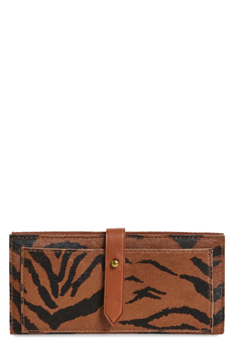 New Post Genuine Calf Hair Wallet, Main, color, MAPLE SYRUP
