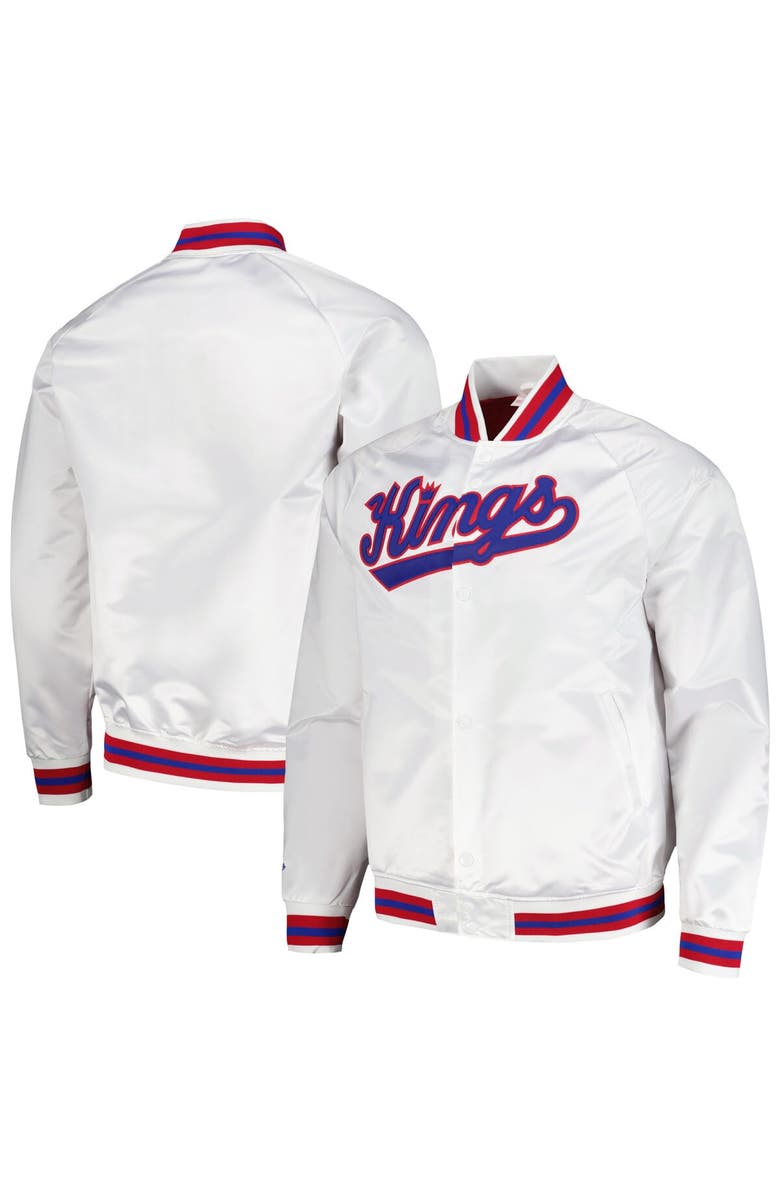 Mitchell & Ness Men's Mitchell & Ness White Sacramento Kings Hardwood Classics  Throwback Wordmark Raglan Full-Snap Jacket, Main, color, 