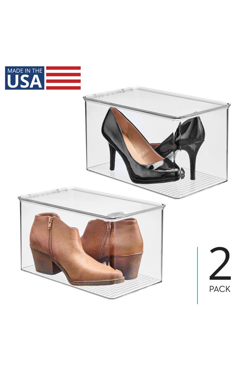Stackable Clear Plastic Shoe Boxes with Lids, Storage Shoe Container for Closet, 2-Pack, Alternate, color, Clear