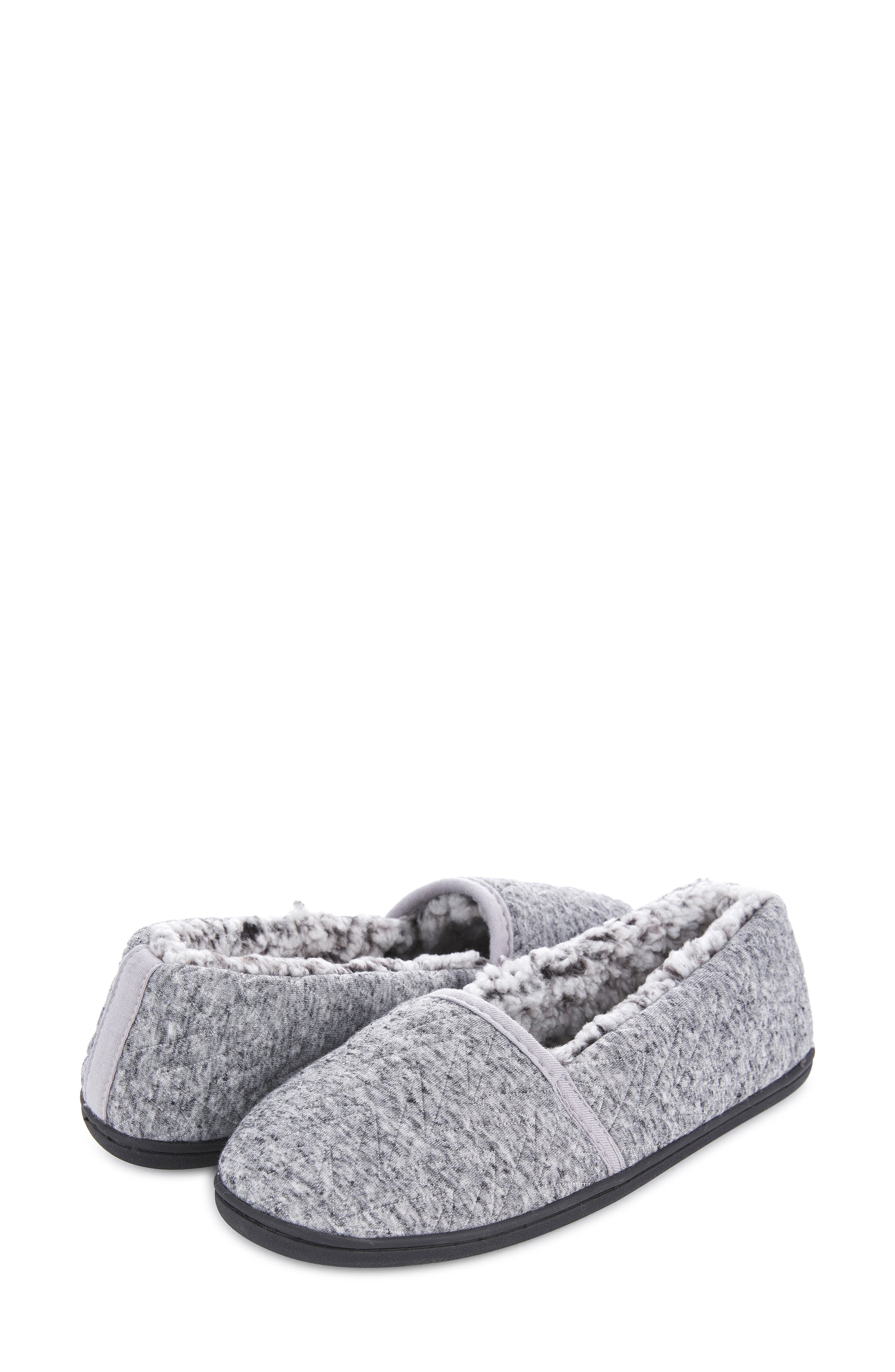 FLOOPI Chloe Quilt Fleece Slipper, Alternate, color, Black