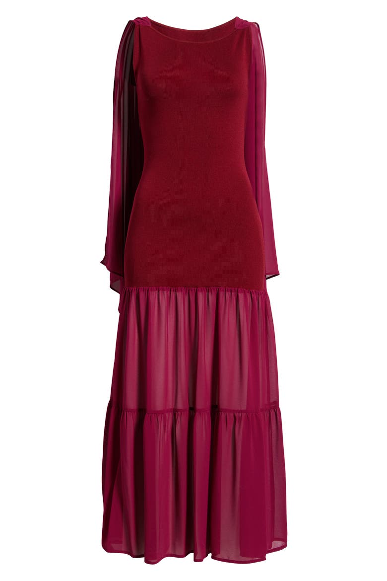 The Verity Drape Midi Dress, Alternate, color, SANGRIA