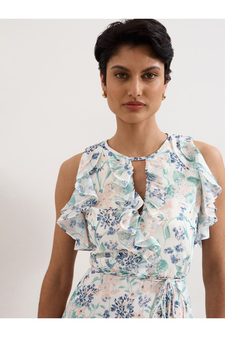 Rachel Floral Ruffle Detail Maxi Dress, Alternate, color, Ivory