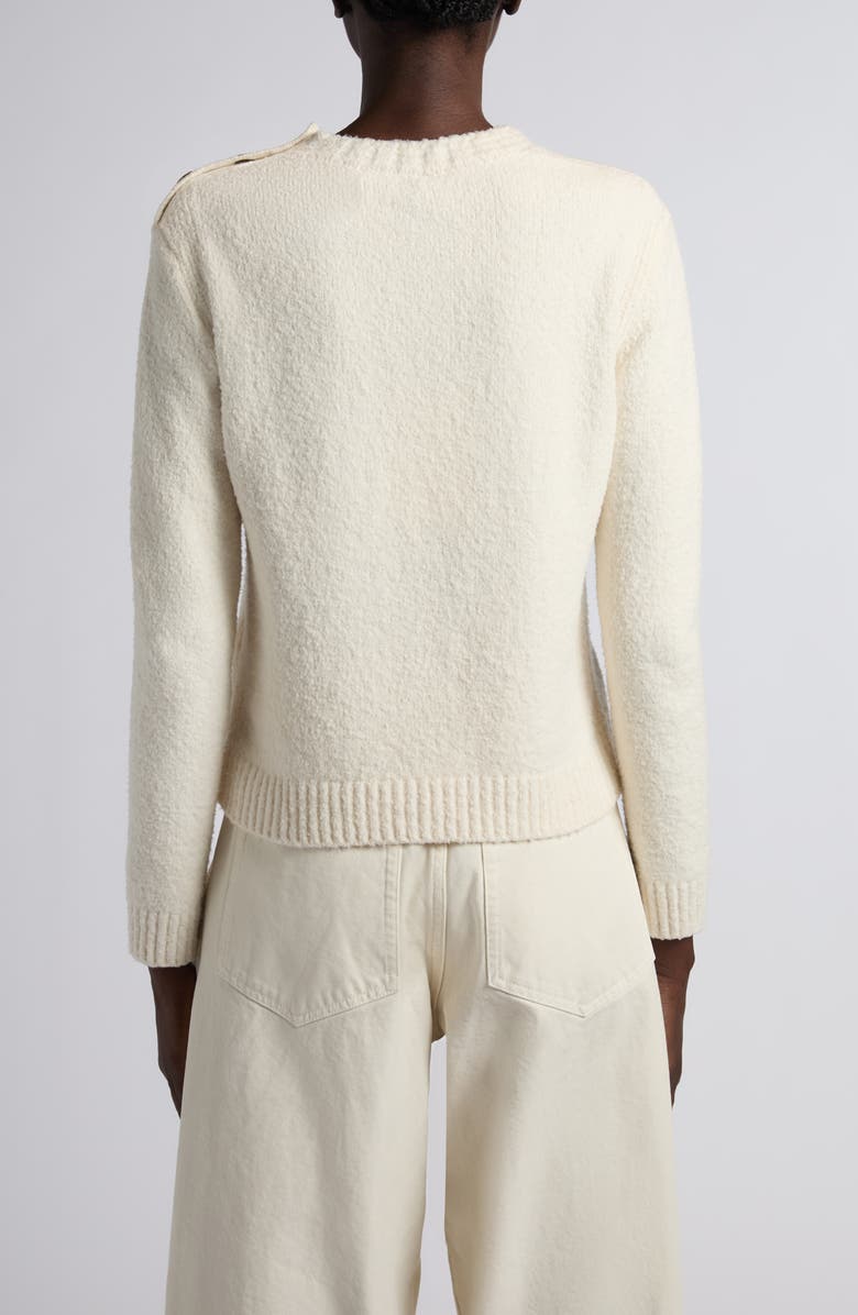 Moncler Embroidered Logo Crop Crewneck Sweater, Alternate, color, Silk White