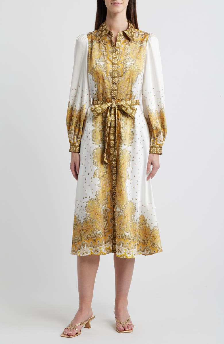 Julia Jordan Paisley Long Sleeve Midi Shirtdress, Main, color,