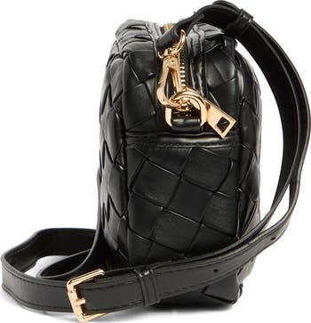 Faux Leather Woven Crossbody Bag