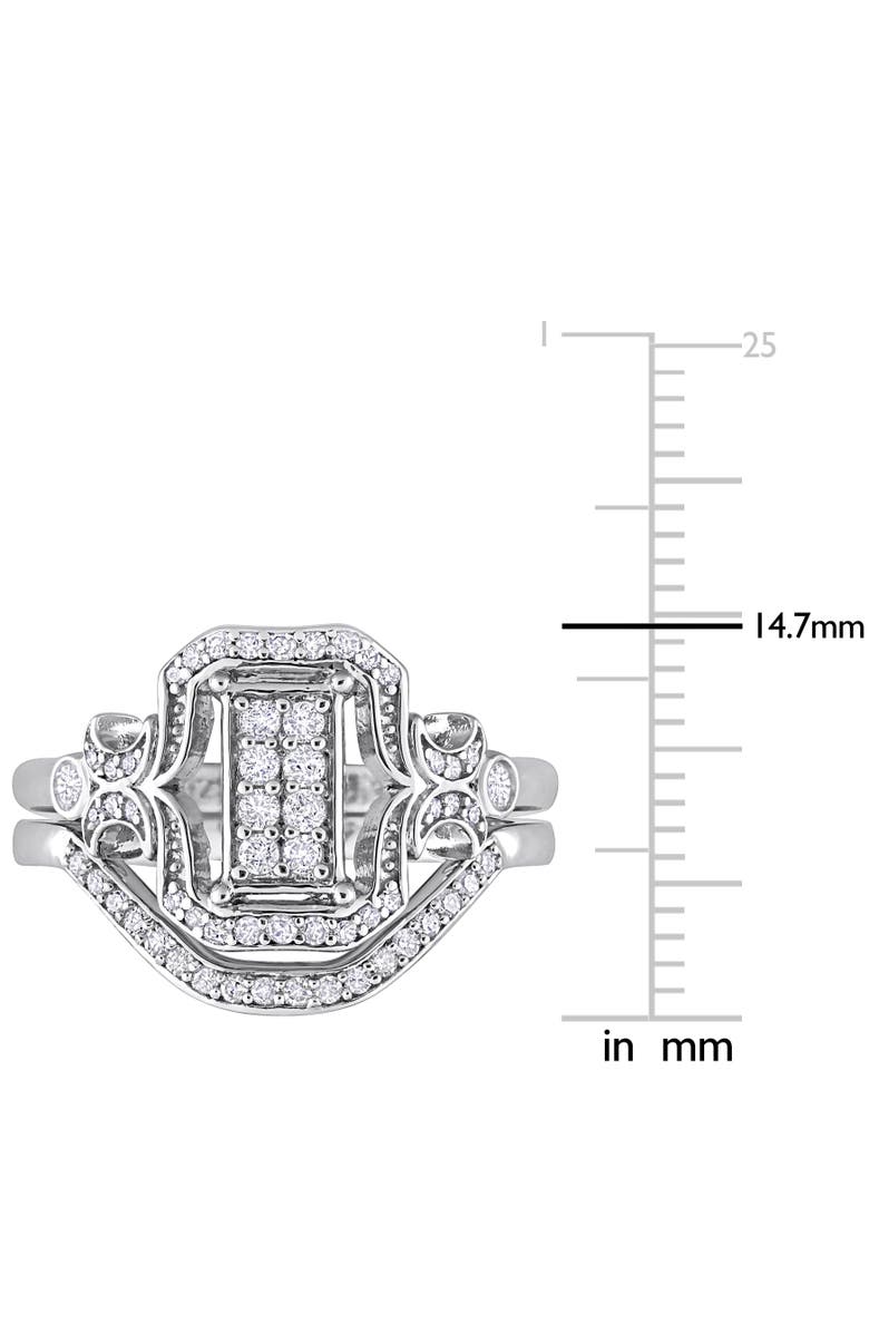 Julianna B. Diamond Cluster Halo Bridal Ring Set, Alternate, color, Sterling Silver