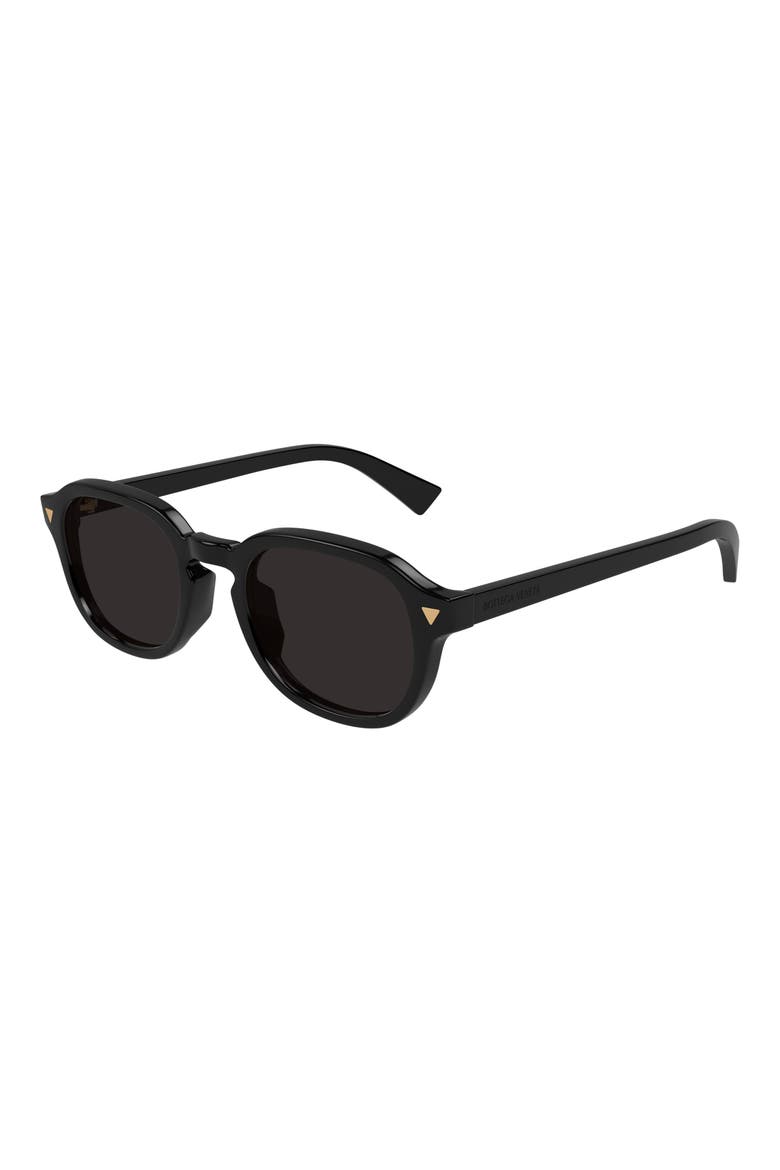 49mm Small Round Sunglasses, Alternate, color, BLACK