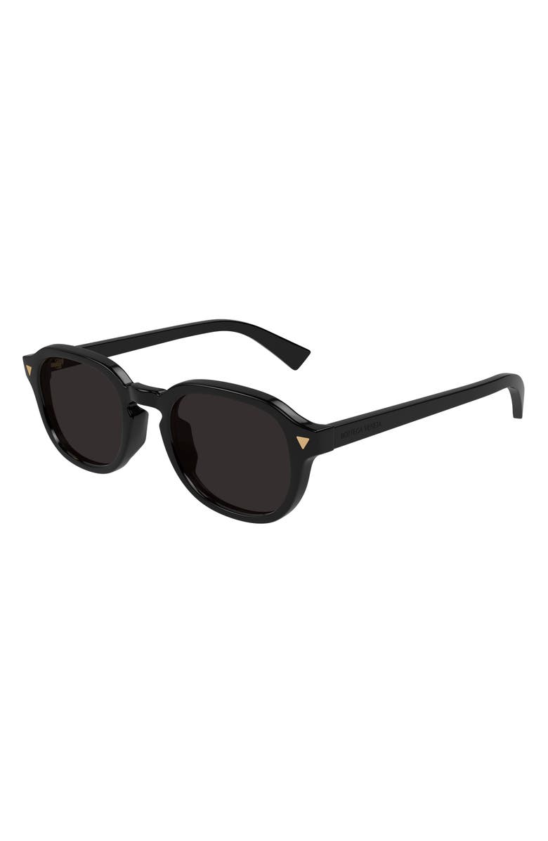 Bottega Veneta 49mm Small Round Sunglasses, Alternate, color, Black