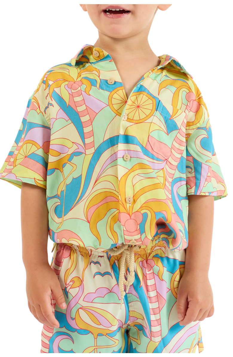 Kenny Flowers The Paradiso - Boys Hawaiian Shirt, Main, color, Yellow