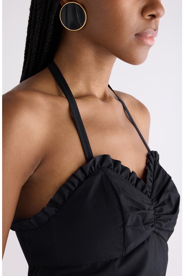 The Chloé Pleats Leather Clip-On Earrings, Alternate, color, BLACK